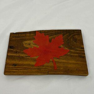 Canadian Maple Leaf Painted Wood Decor 9 x 6 in